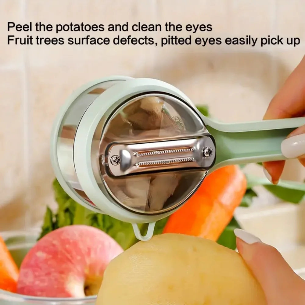 Peeler with Storage Box, Fruit and Vegetable Peeler, Double-Sided Stainless Steel Multi-Functional Peeler, Suitable for Kitchen