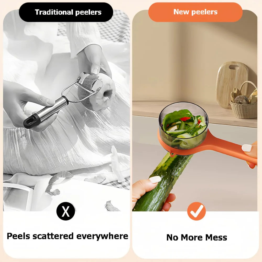 Peeler with Storage Box, Fruit and Vegetable Peeler, Double-Sided Stainless Steel Multi-Functional Peeler, Suitable for Kitchen