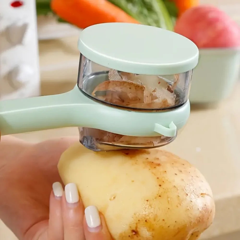 Peeler with Storage Box, Fruit and Vegetable Peeler, Double-Sided Stainless Steel Multi-Functional Peeler, Suitable for Kitchen