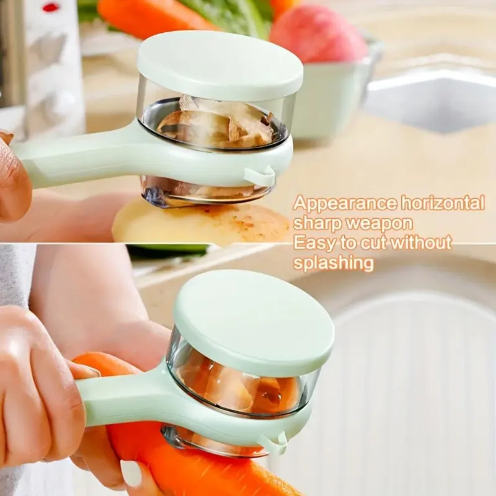 Peeler with Storage Box, Fruit and Vegetable Peeler, Double-Sided Stainless Steel Multi-Functional Peeler, Suitable for Kitchen
