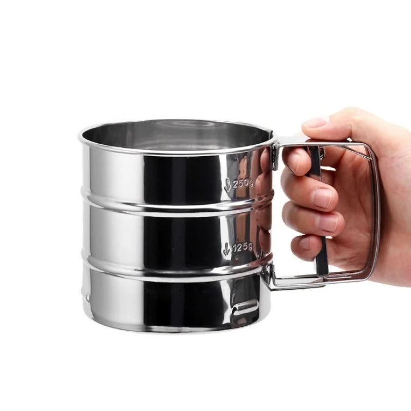 1 Pcs Hand-held Small Flour Sieve Baking Utensils Stainless Steel Hand-held Flour Sieve Cup Stainless Steel Powder Sieve