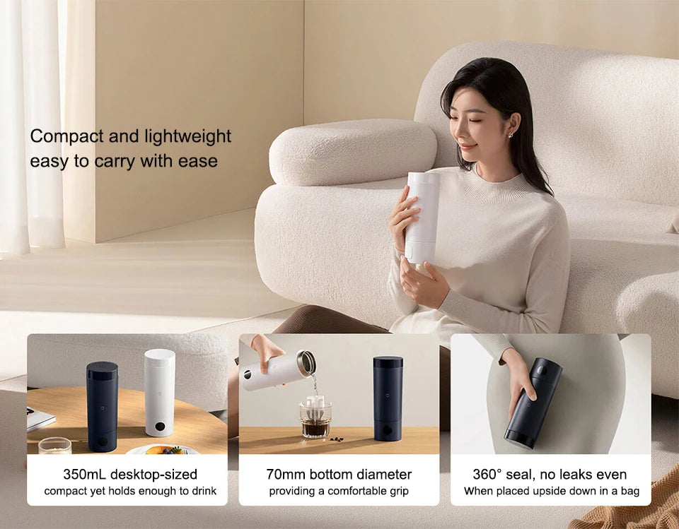 NEW  Mijia Portable Electric Kettle 2 Thermos Cup Fast Water Boiler 350ml Smart Temperature Insulated Kettle Travel (CN)