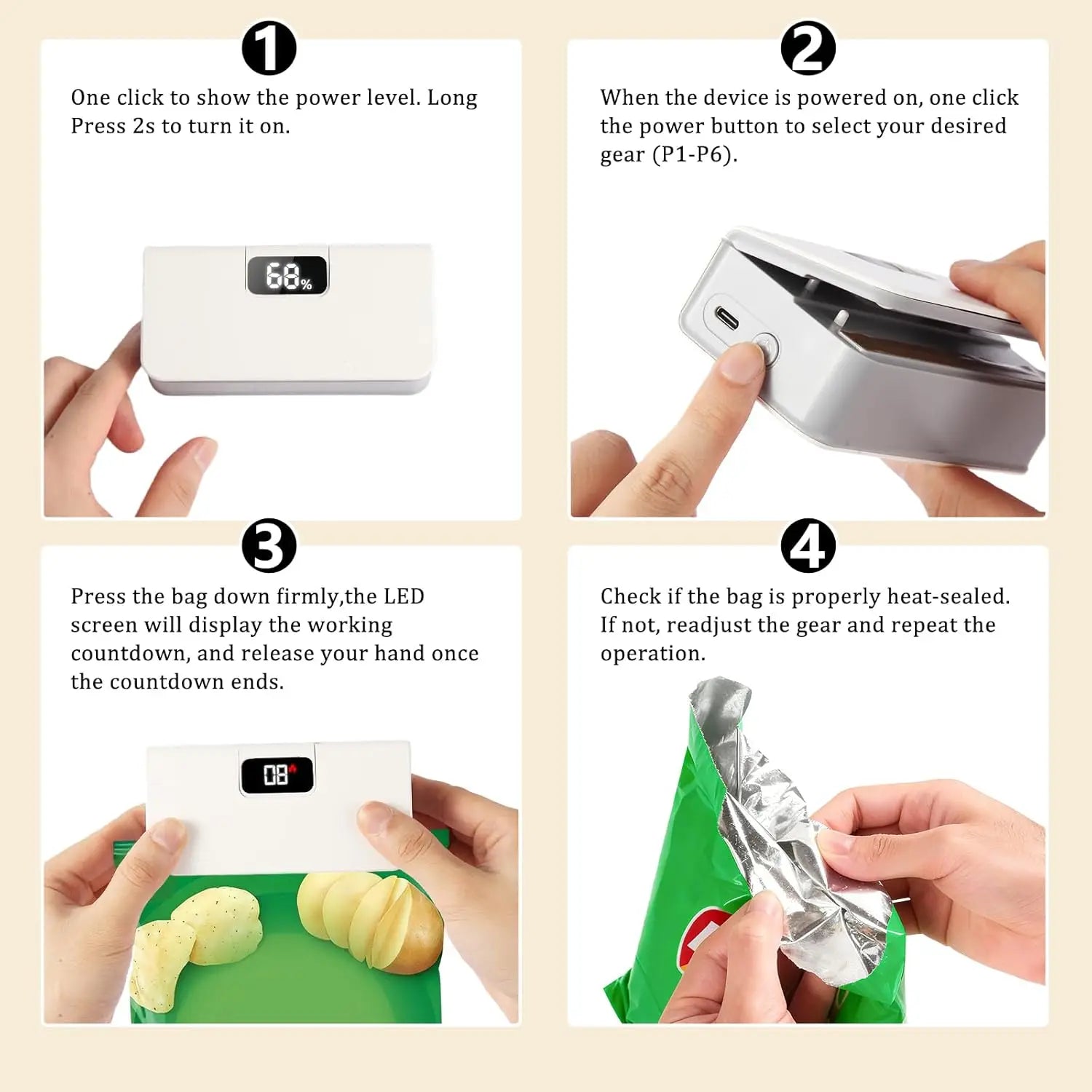 Plastic Bag Sealer Mini Heat Bag Sealing Machine Rechargeable Handheld Food Packaging Heat Sealer Thermal Bags Sealing Machine