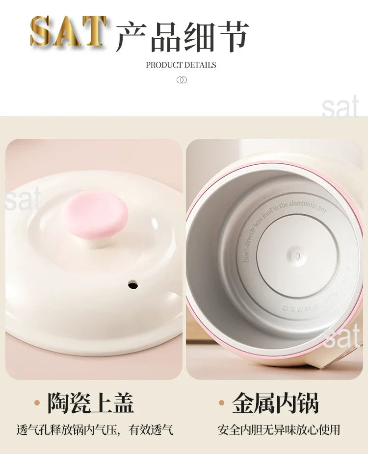l Automatic Simmering Electric Cooker 1.8L 2.8L 3.8L Health Cooking Electric Pot Soup Porridge Electric Stew Pot Home Slow Cook