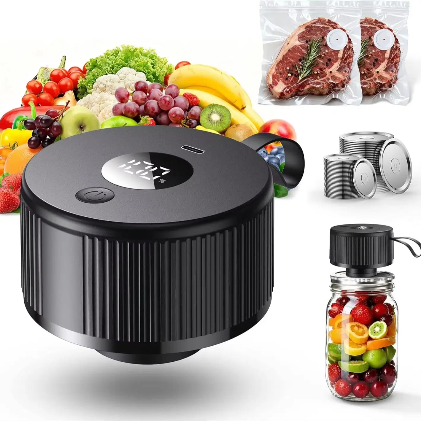 Cordless for Canning Jars Wide and Regular Mouth Mason Lids Vacuum Sealing Machine Food Storage