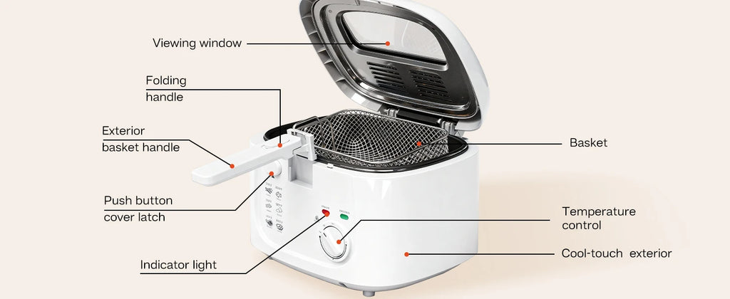 1600W Electric Deep Fryer with Adjustable Temperature Control, 84.54oz Non-Stick Basket & Viewing Window, Removable Lid