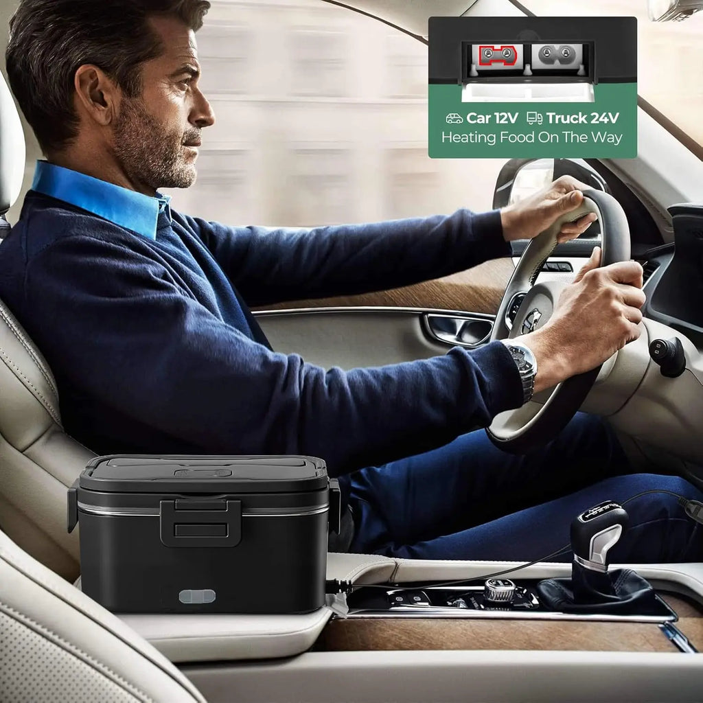 Electric Lunch Box for Adultss 100W 1.8L Portable Heated Lunch Box for men,12V/24V/110V home/Car/Office/Truck,1,8L Removable