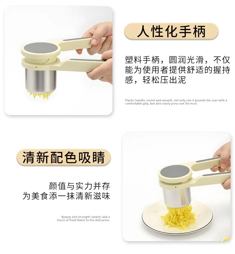 Manual Rotary Juicer And Food Masher For Garlic Potato And Yam Vegetable Press Handheld Kitchen Tool For Home And Family Cooking