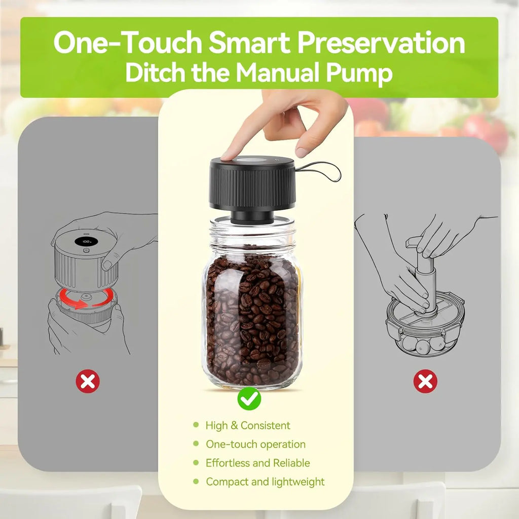 Cordless for Canning Jars Wide and Regular Mouth Mason Lids Vacuum Sealing Machine Food Storage