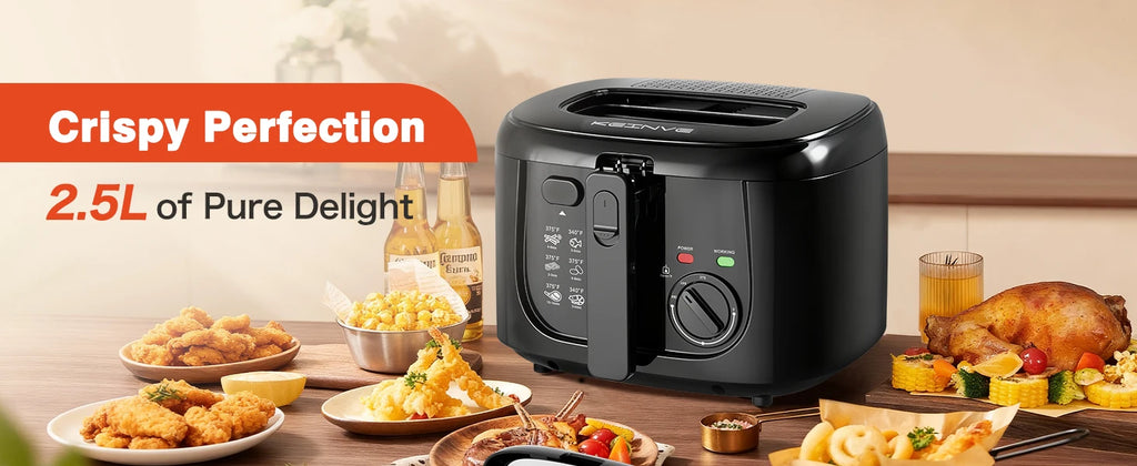 1600W Electric Deep Fryer with Adjustable Temperature Control, 84.54oz Non-Stick Basket & Viewing Window, Removable Lid