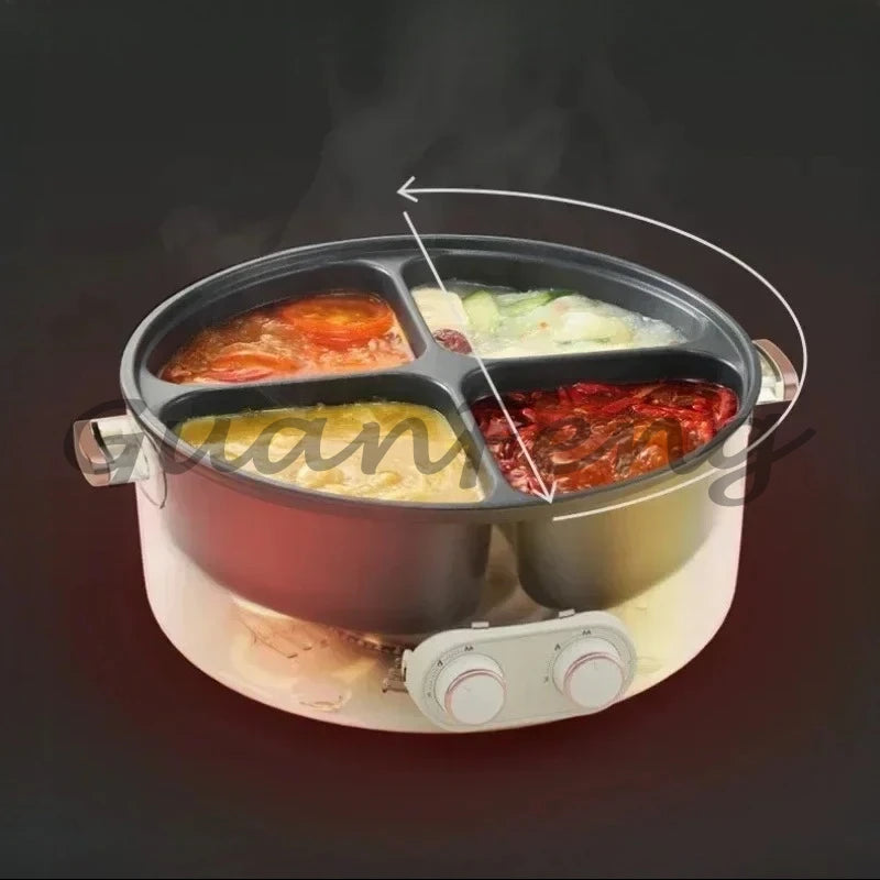 Colorful Mandarin Duck Electric Pot Four-Grid Multi Functional Household 6-liter Capacity Integrated Hot Pot Electric Caldron