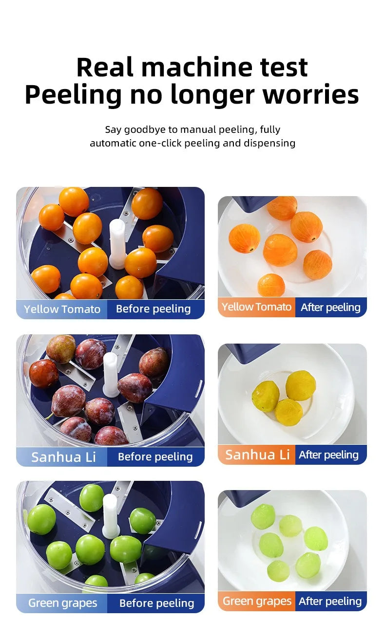 Automatic Electric Fruit Peeler Intelligent Peeling Machine Portable Wireless Grape/tomato/Garlic Peeler for Home Fast Kitchen