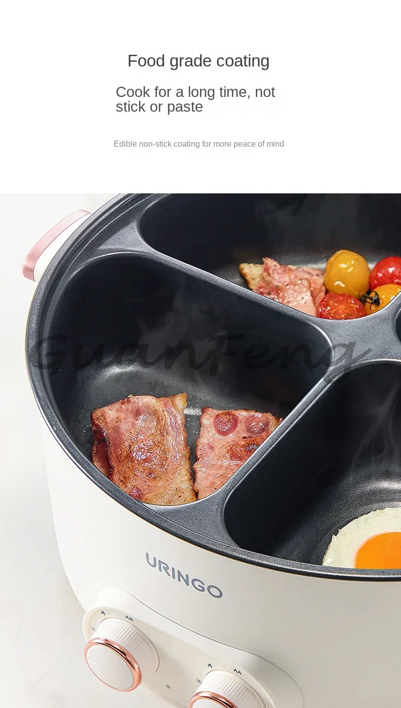 Colorful Mandarin Duck Electric Pot Four-Grid Multi Functional Household 6-liter Capacity Integrated Hot Pot Electric Caldron