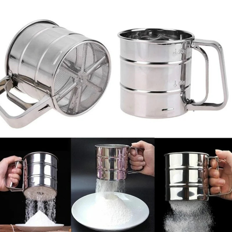 1 Pcs Hand-held Small Flour Sieve Baking Utensils Stainless Steel Hand-held Flour Sieve Cup Stainless Steel Powder Sieve