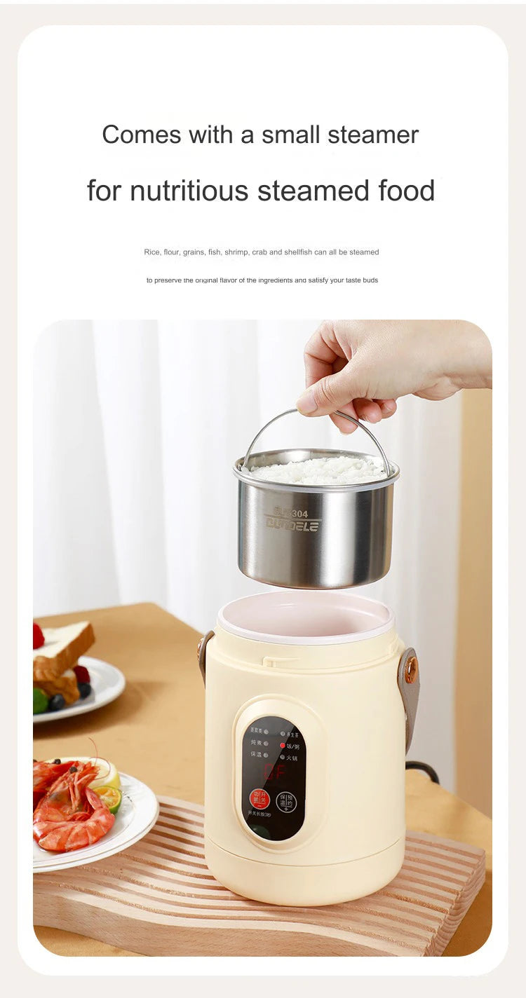 Portable Electric Kettle Rice Cooker Lunch Box Mini Soup Stew Slow Cooking Pot Porridge Food Steamer Noodles Pasta Heater Hotpot