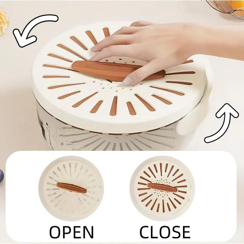 Multifunctional Fruit Strainer & Drainage Basket With Foldable Handle Durable Berry Basket For Vegetables Refrigerator Storage