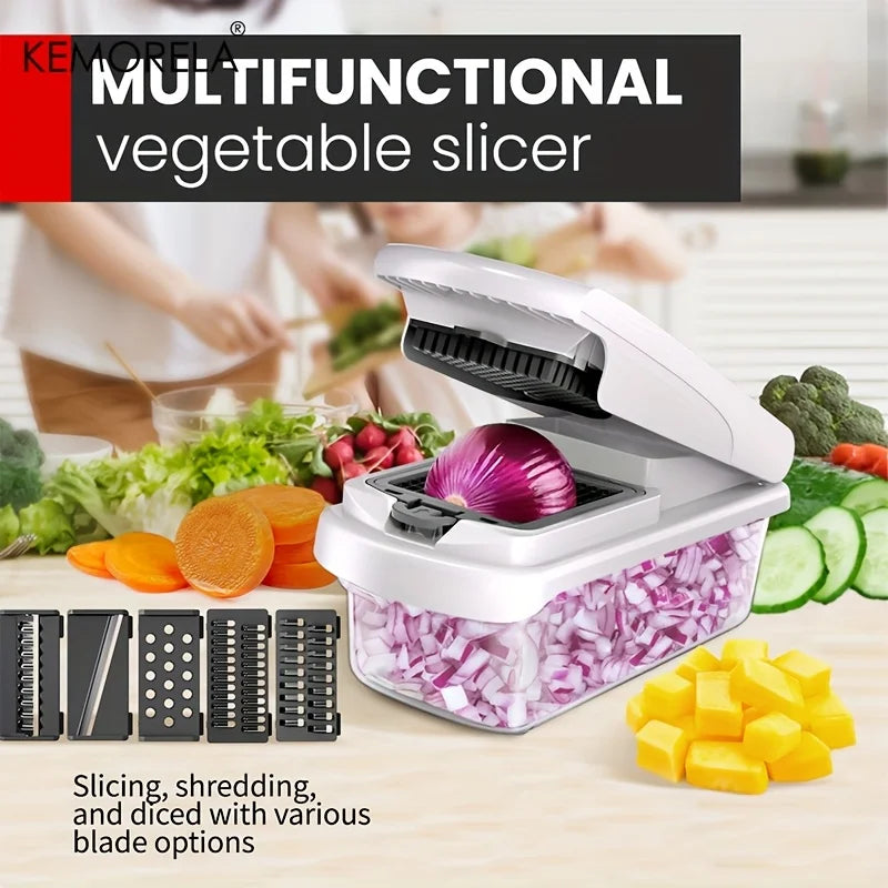 14/15 in 1 Multifunctional Vegetable Chopper Food Chopper Onion Chopper Vegetable Chopper with Container for Salad Potato Carrot