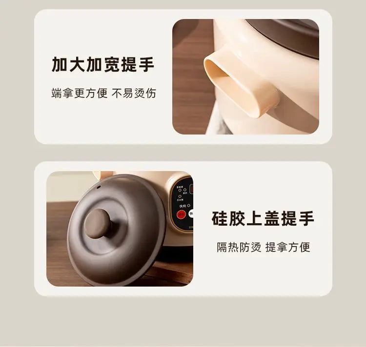 Purple Clay Automatic Electric Stew Pot Multi-Function Soup Cooker with 24H Timer Health Slow Cooker Smart Reservation