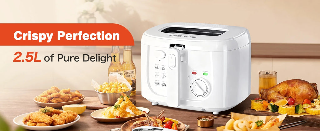 1600W Electric Deep Fryer with Adjustable Temperature Control, 84.54oz Non-Stick Basket & Viewing Window, Removable Lid