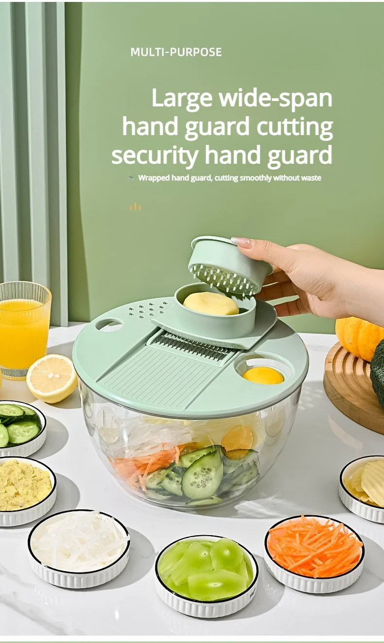 Multi-Functional Vegetable Salad Dehydrator Vegetable Cutter Household Cucumber and Potato Slices Drain Basket Fruit Drain Water
