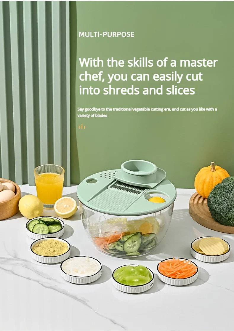 Multi-Functional Vegetable Salad Dehydrator Vegetable Cutter Household Cucumber and Potato Slices Drain Basket Fruit Drain Water