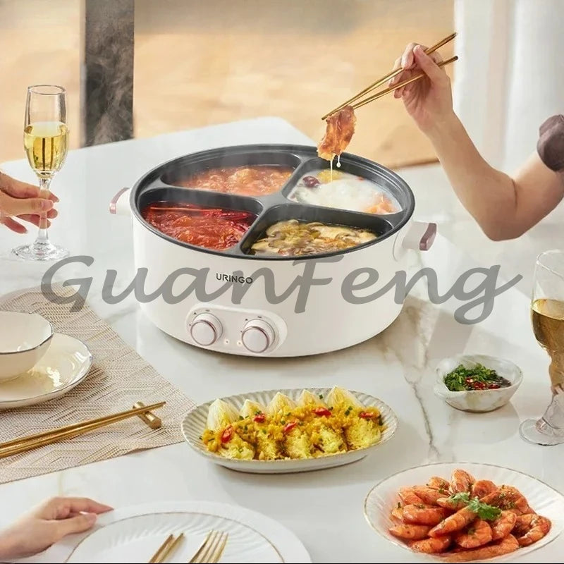 Colorful Mandarin Duck Electric Pot Four-Grid Multi Functional Household 6-liter Capacity Integrated Hot Pot Electric Caldron