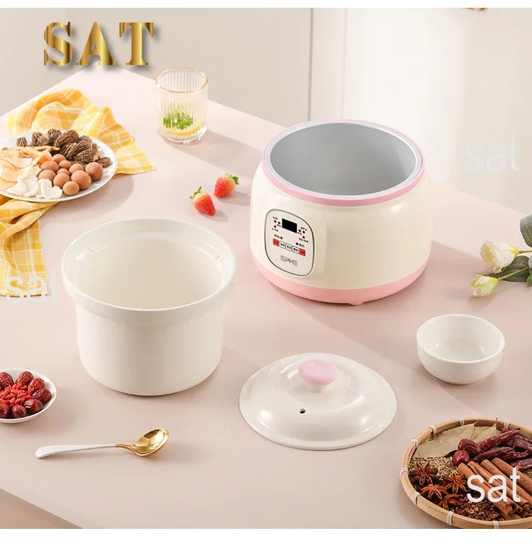 l Automatic Simmering Electric Cooker 1.8L 2.8L 3.8L Health Cooking Electric Pot Soup Porridge Electric Stew Pot Home Slow Cook