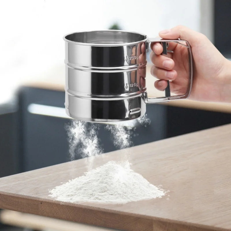1 Pcs Hand-held Small Flour Sieve Baking Utensils Stainless Steel Hand-held Flour Sieve Cup Stainless Steel Powder Sieve