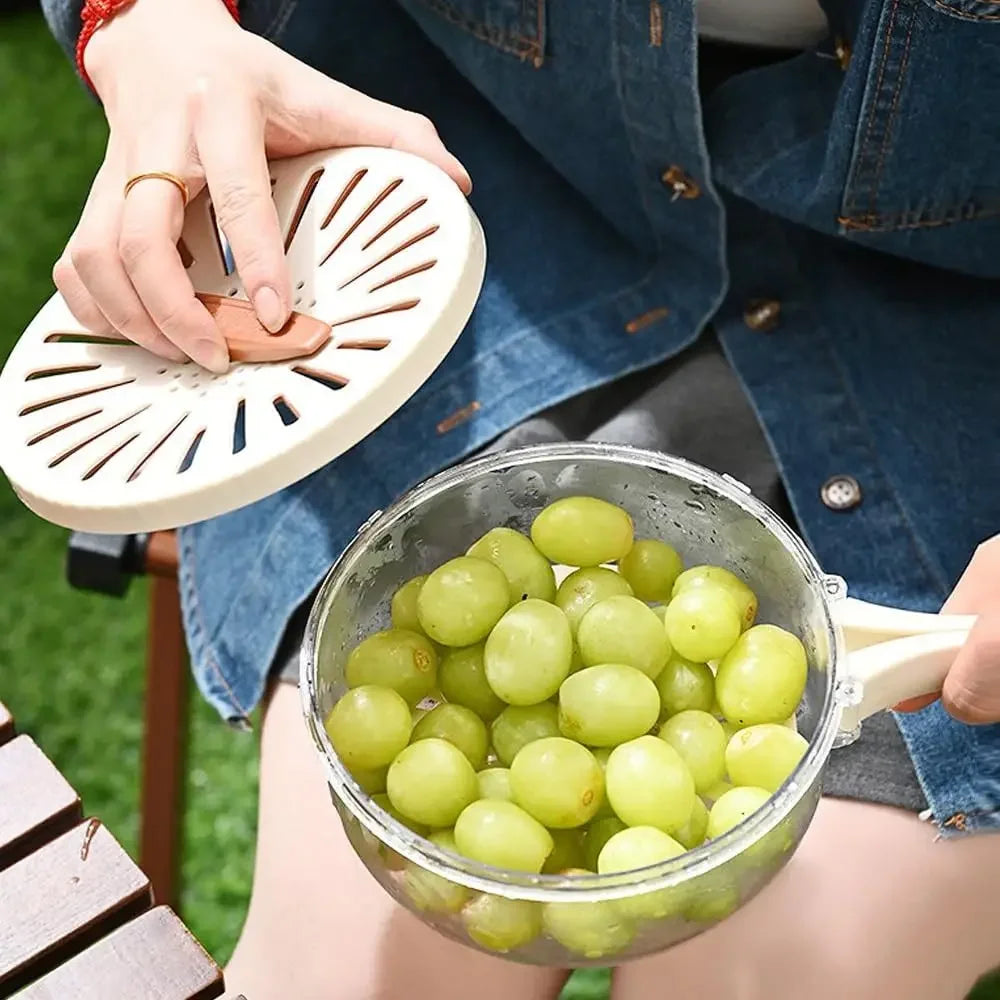 Multifunctional Fruit Strainer & Drainage Basket With Foldable Handle Durable Berry Basket For Vegetables Refrigerator Storage