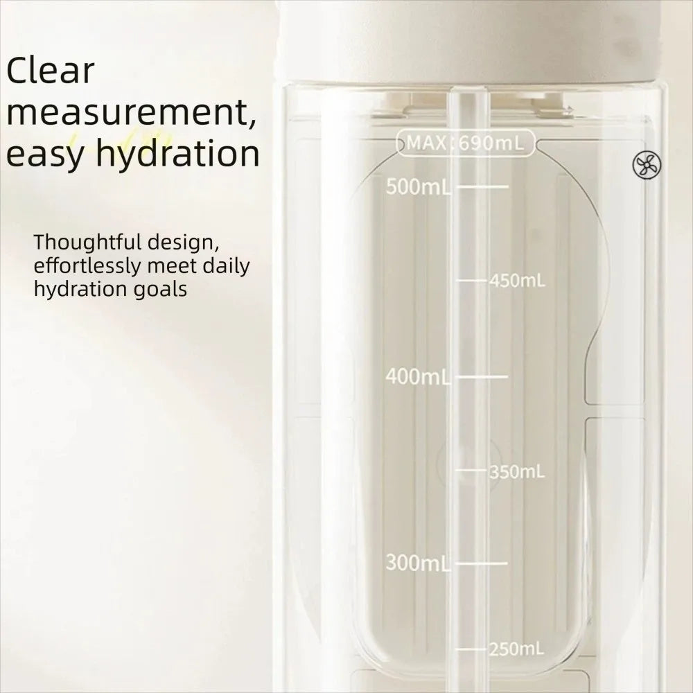 690 ML 2-in-1 Fan Cup Dual-Use 3-Speed Handheld Fan Hydration Spray Fan Cup Leak-proof USB Charging Cold Drink Water Cup Gym
