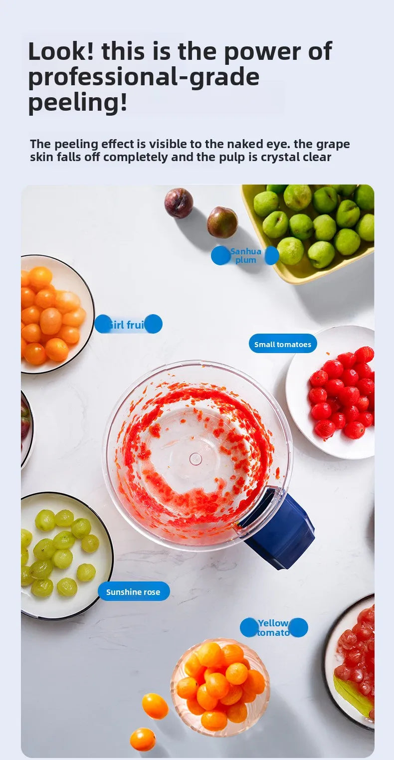 Automatic Electric Fruit Peeler Intelligent Peeling Machine Portable Wireless Grape/tomato/Garlic Peeler for Home Fast Kitchen