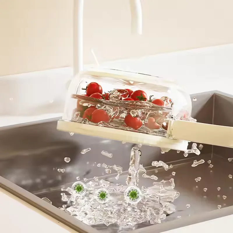 Multifunctional Fruit Strainer & Drainage Basket With Foldable Handle Durable Berry Basket For Vegetables Refrigerator Storage