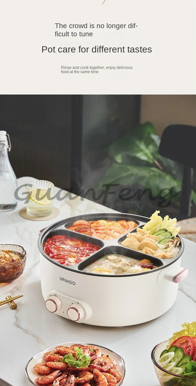 Colorful Mandarin Duck Electric Pot Four-Grid Multi Functional Household 6-liter Capacity Integrated Hot Pot Electric Caldron