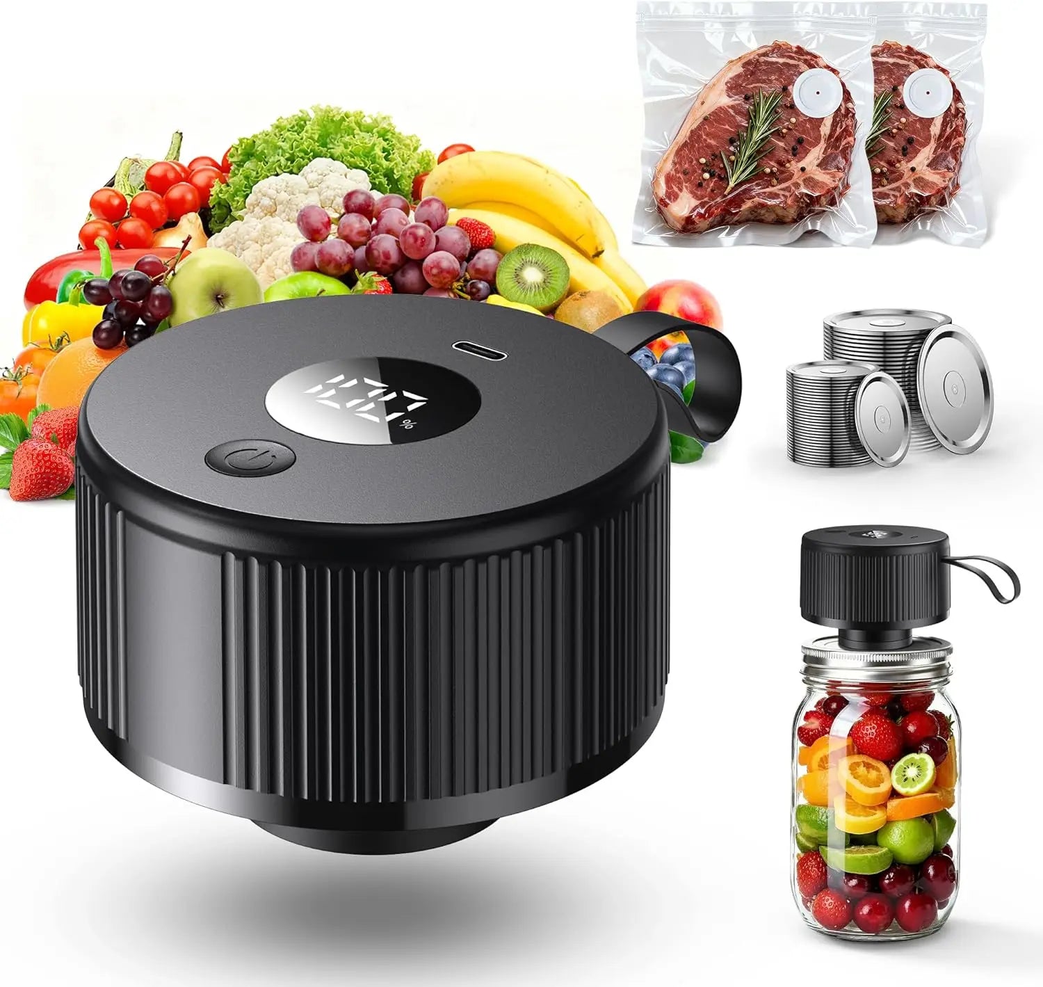 Cordless for Canning Jars Wide and Regular Mouth Mason Lids Vacuum Sealing Machine Food Storage