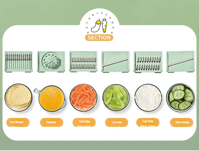Multi-Functional Vegetable Salad Dehydrator Vegetable Cutter Household Cucumber and Potato Slices Drain Basket Fruit Drain Water