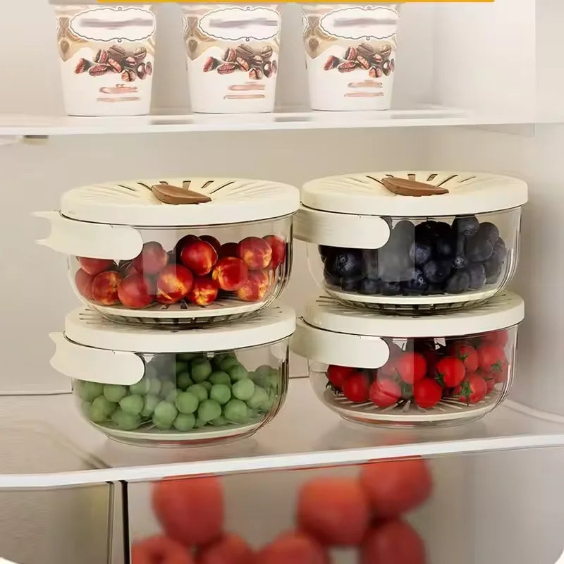 Multifunctional Fruit Strainer & Drainage Basket With Foldable Handle Durable Berry Basket For Vegetables Refrigerator Storage