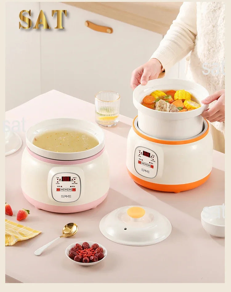 l Automatic Simmering Electric Cooker 1.8L 2.8L 3.8L Health Cooking Electric Pot Soup Porridge Electric Stew Pot Home Slow Cook