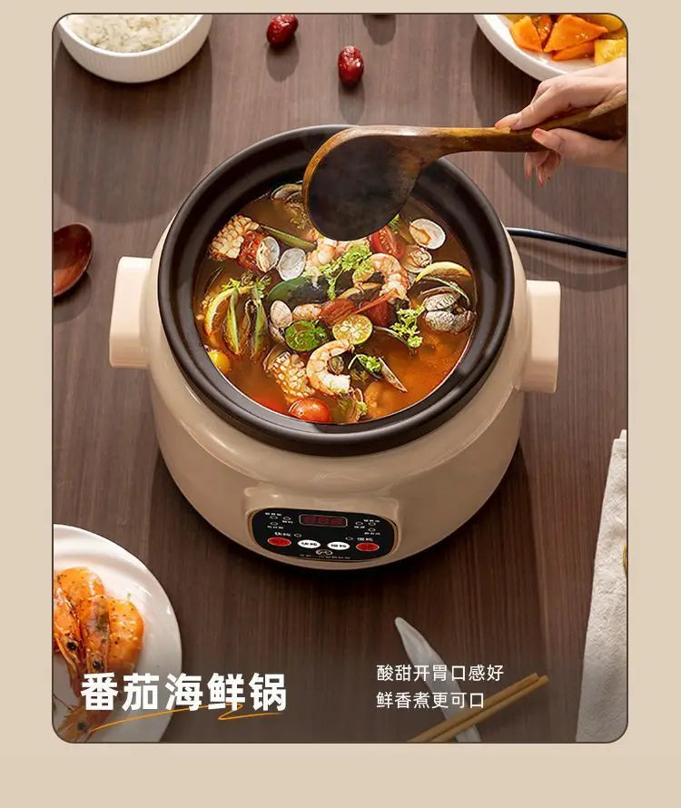 Purple Clay Automatic Electric Stew Pot Multi-Function Soup Cooker with 24H Timer Health Slow Cooker Smart Reservation