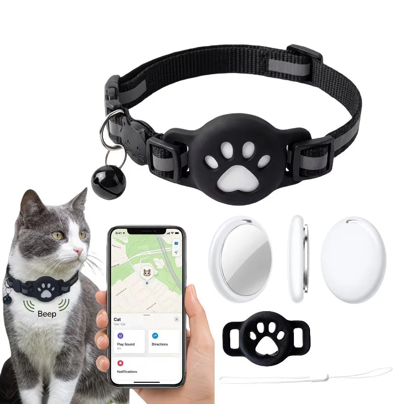 Smart Pet Tracker Tag, GPS Collar for Cats Dogs, Waterproof Finder Tag Compatible with Find My, No Monthly Fee for iOS User
