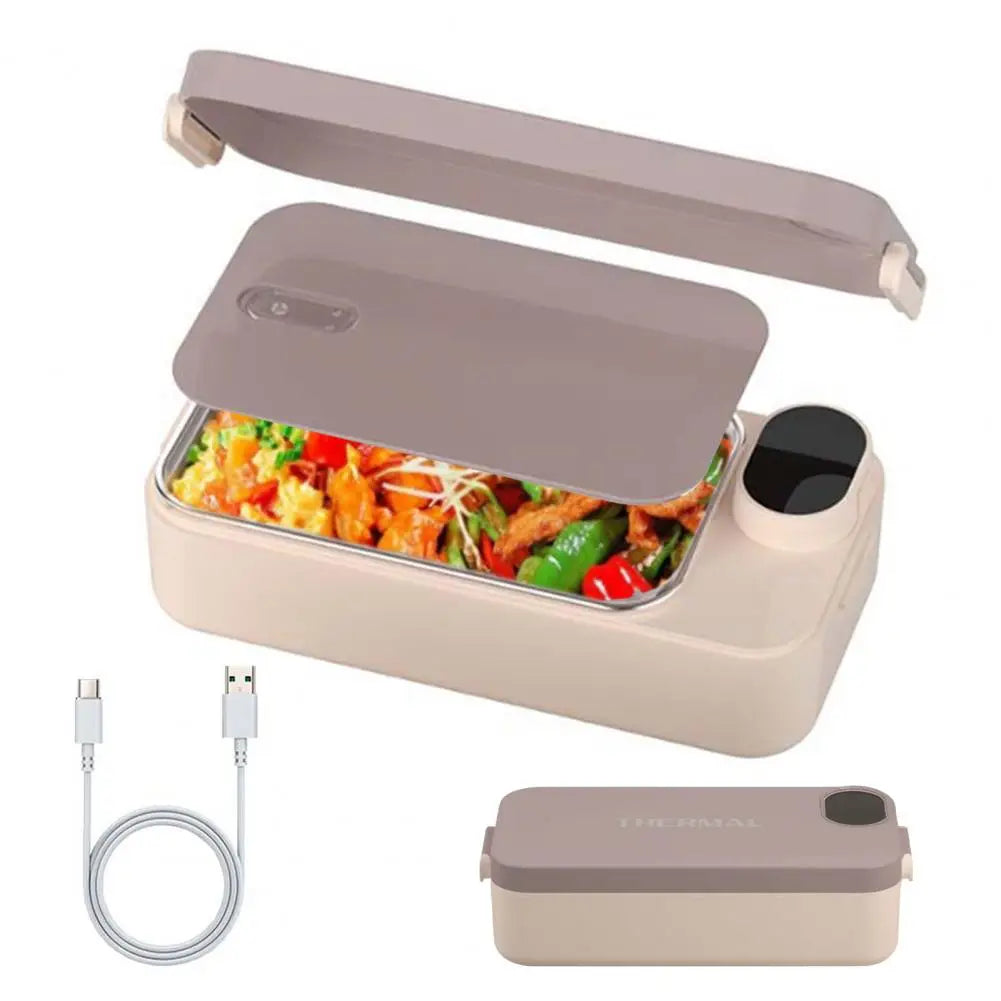USB Heated Lunch Box 900ml Capacity Food Warmer Stainless Steel Hot Meal Lunch Container for Office Portable Food Warmer