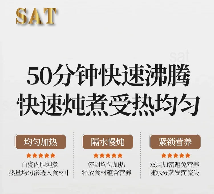 l Automatic Simmering Electric Cooker 1.8L 2.8L 3.8L Health Cooking Electric Pot Soup Porridge Electric Stew Pot Home Slow Cook