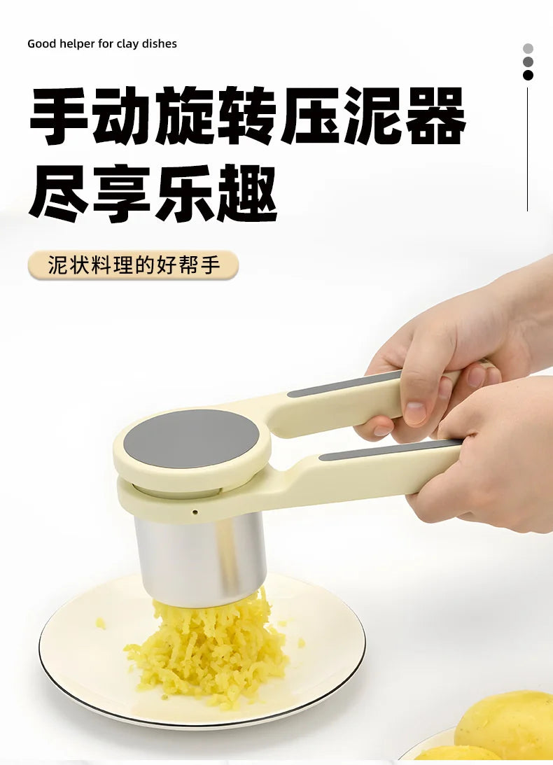 Manual Rotary Juicer And Food Masher For Garlic Potato And Yam Vegetable Press Handheld Kitchen Tool For Home And Family Cooking