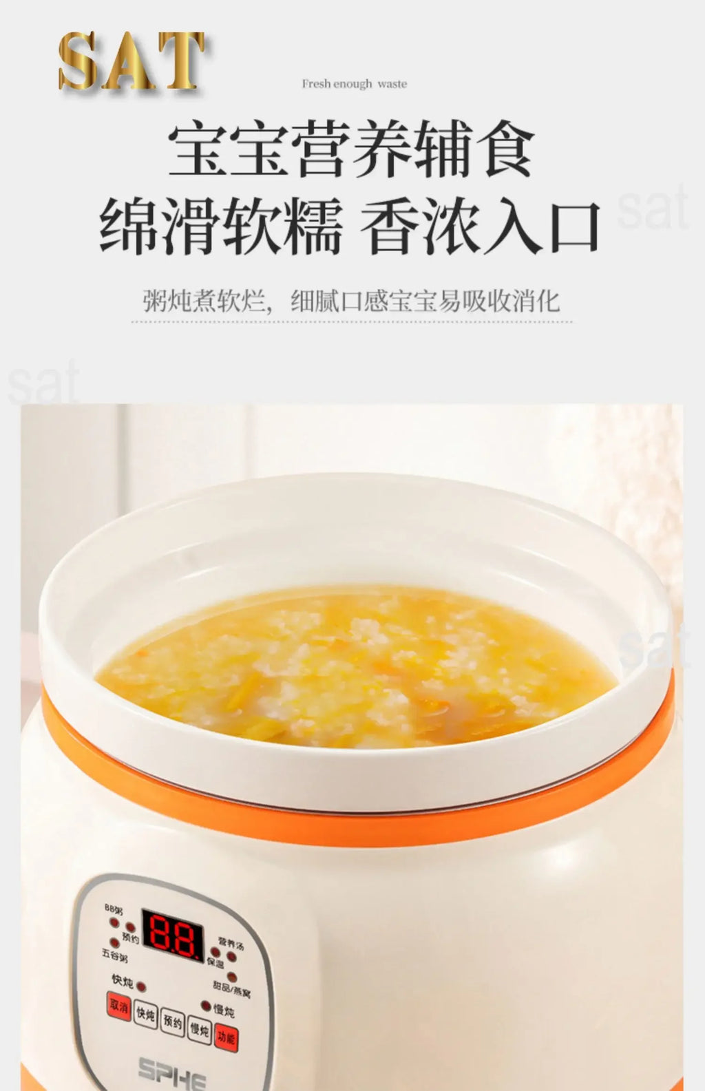 l Automatic Simmering Electric Cooker 1.8L 2.8L 3.8L Health Cooking Electric Pot Soup Porridge Electric Stew Pot Home Slow Cook