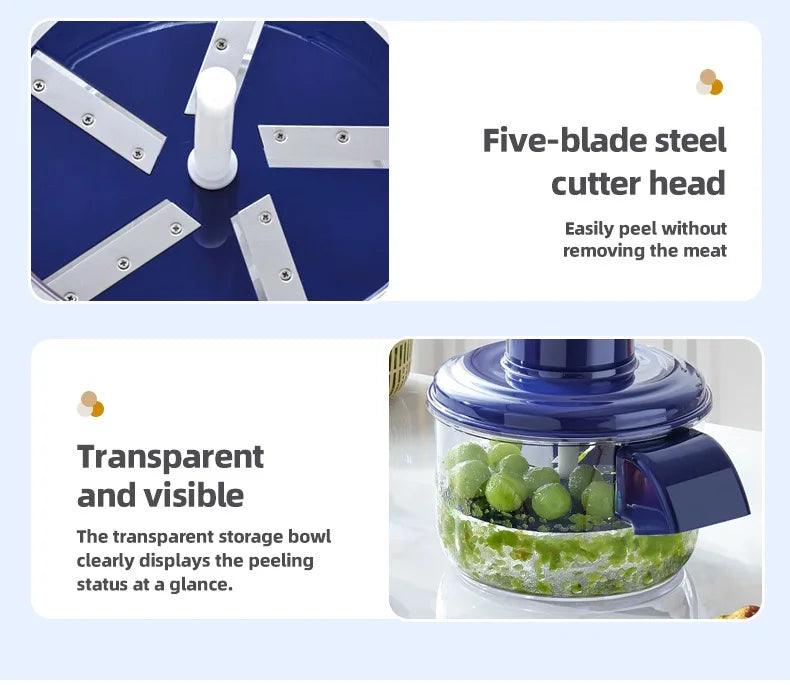Automatic Electric Fruit Peeler Intelligent Peeling Machine Portable Wireless Grape/tomato/Garlic Peeler for Home Fast Kitchen