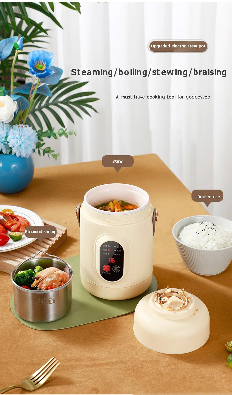 Portable Electric Kettle Rice Cooker Lunch Box Mini Soup Stew Slow Cooking Pot Porridge Food Steamer Noodles Pasta Heater Hotpot