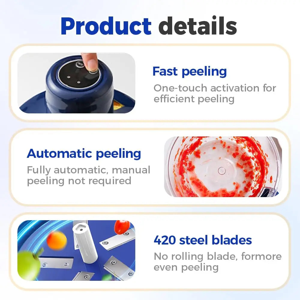 Automatic Electric Fruit Peeler Intelligent Peeling Machine Portable Wireless Grape/tomato/Garlic Peeler for Home Fast Kitchen