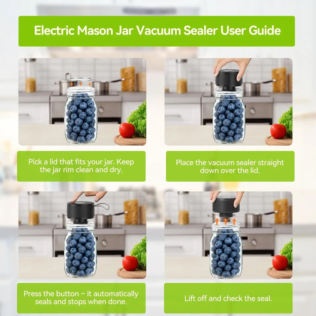 Cordless for Canning Jars Wide and Regular Mouth Mason Lids Vacuum Sealing Machine Food Storage