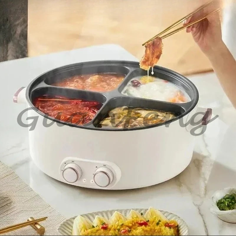 Colorful Mandarin Duck Electric Pot Four-Grid Multi Functional Household 6-liter Capacity Integrated Hot Pot Electric Caldron