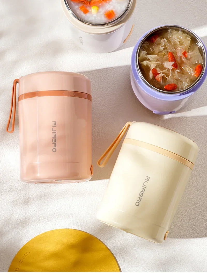 600ML Portable USB Electric Heating Lunch Box Stainless Steel Food Warmer with Drink Function for Picnics Food Heater