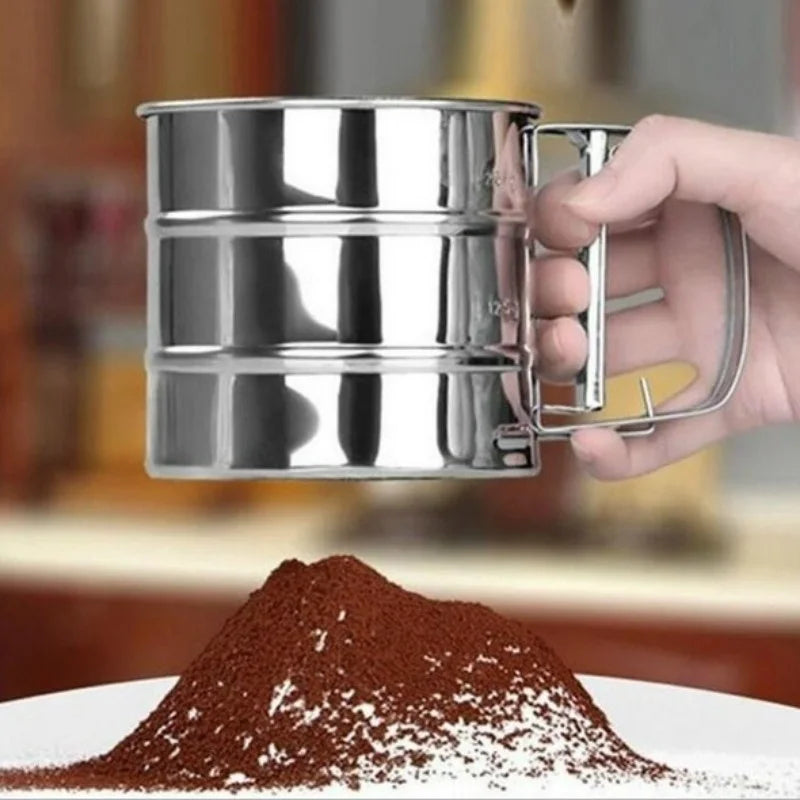 1 Pcs Hand-held Small Flour Sieve Baking Utensils Stainless Steel Hand-held Flour Sieve Cup Stainless Steel Powder Sieve